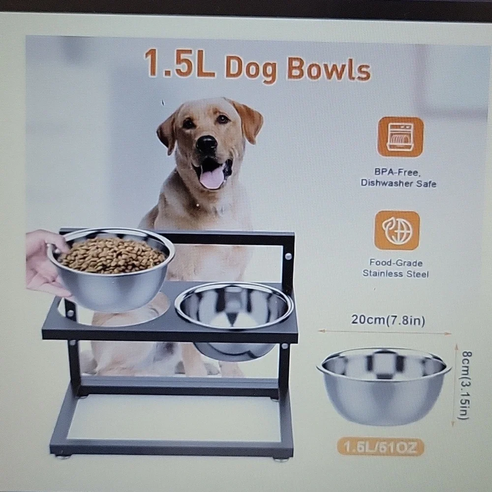 DiroPet elevated raised dog bowls stainless steel 4 adjustable heights New